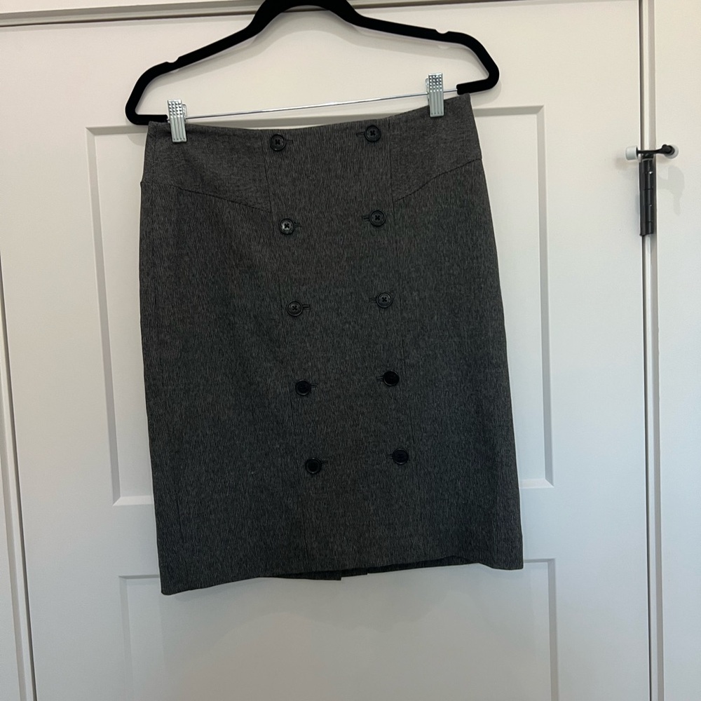 Anne Klein Charcoal Double-Breasted Pencil Skirt